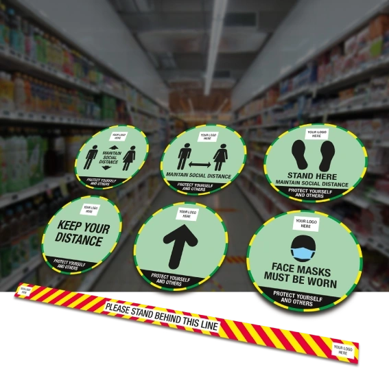 Covid19 Essentials - Green Floor Stickers