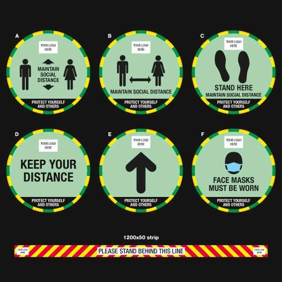 Covid19 Essentials - Green Floor Stickers ID